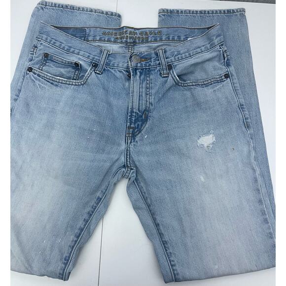 American Eagle Jeans Men 29 x 32 Slim Straight Light Wash Flex Stretch Casual - Picture 1 of 8